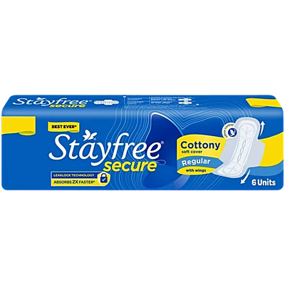 STAYFREE Sanitary Pads - Secure Cottony, 6 pcs regular