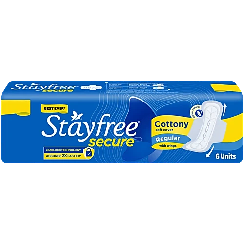 STAYFREE Sanitary Pads - Secure Cottony, 6 pcs regular