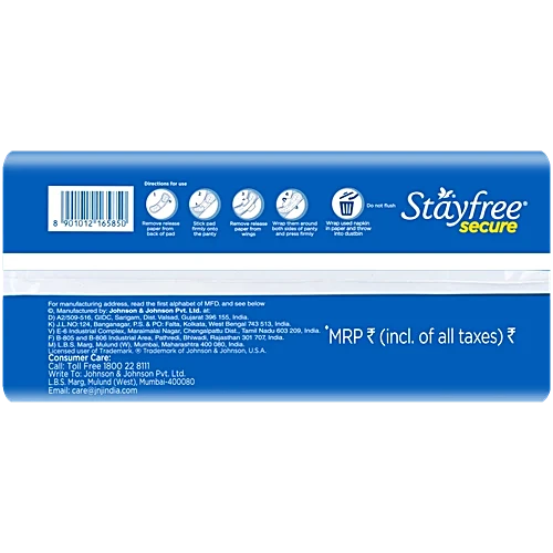 STAYFREE Secure Cottony Sanitary Pads - Regular, 18 pcs