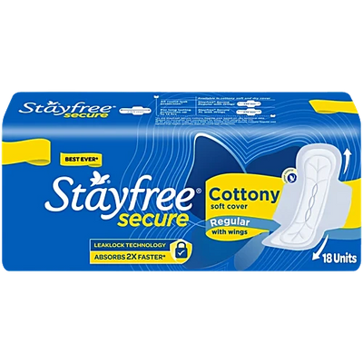 STAYFREE Secure Cottony Sanitary Pads - Regular, 18 pcs