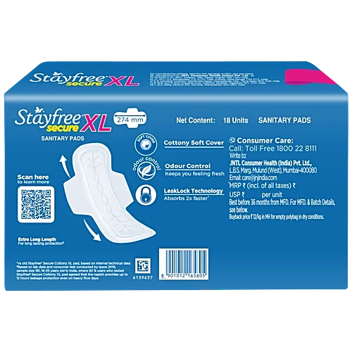 STAYFREE Cottony Sanitary Pads - XL, 18 pcs