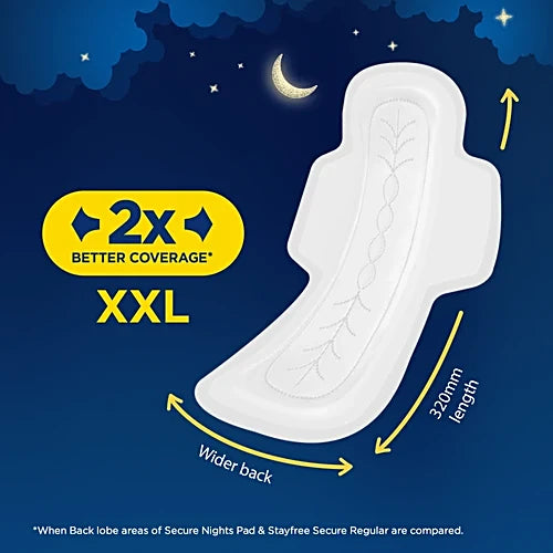 STAYFREE Secure Nights Sanitary Pads - XXL, 6 pcs