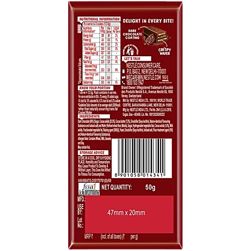 Nestle KitKat Delights Dark Coated Wafer, 50 g