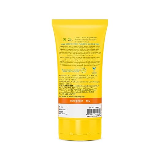 Mamaearth Daily Glow Sunscreen SPF 50 PA+++, No White Cast with Vitamin C & Turmeric for Sun Protection & Glow - 50 g