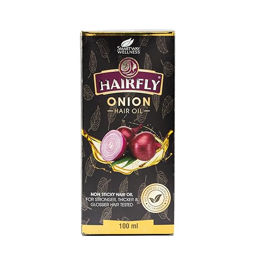 Hairfly Onion Hair Oil - 100ml | Rejuvenating Blend with Onion Oil, Argan Oil, Olive Oil, Vitamin E | Light, Non-Sticky Formula for Strong, Shiny Hair
