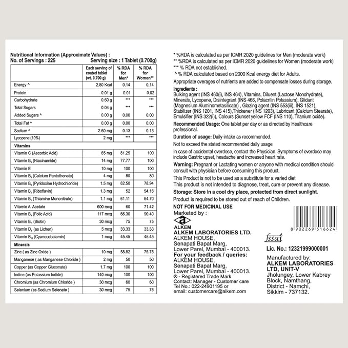 A to Z NS+ Daily Multivitamin Tablets – Zinc & Vitamin C for Immunity, B-Complex & Essential Nutrients for Energy & Wellness
