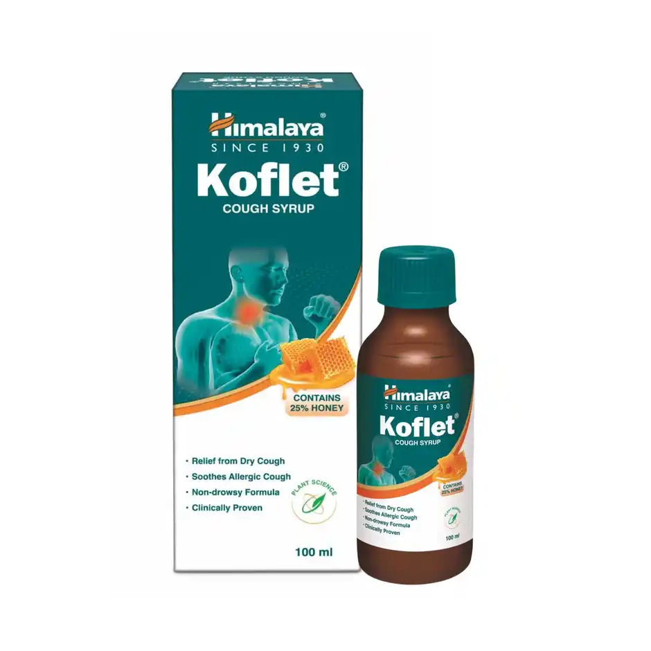 Himalaya Koflet Cough Syrup for Cough & Throat Relief | Non Drowsy 100ml