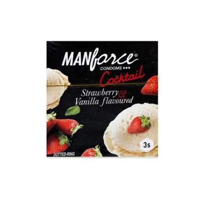 Manforce Cocktail Strawberry and Vanilla Flavoured 3 Condoms in 1 Pack